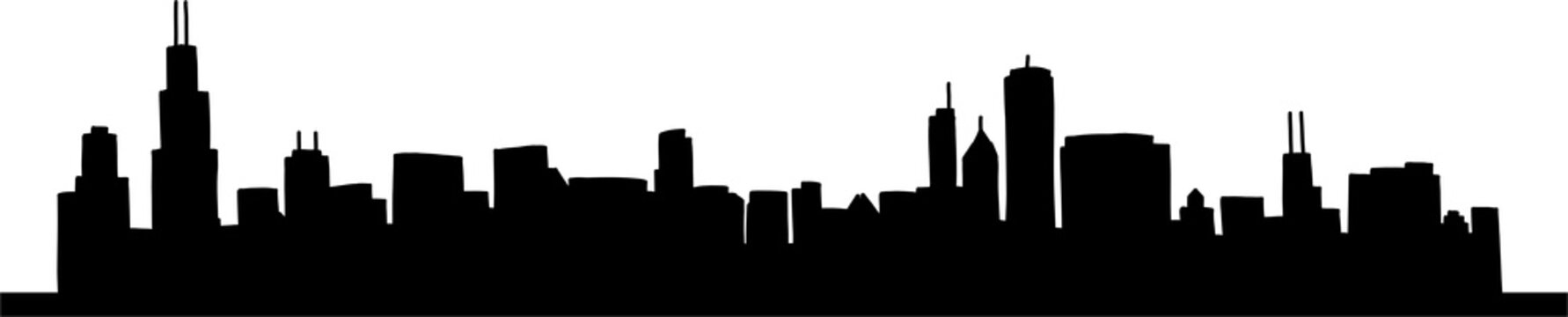 Modern Cityscape Skyline Silhouette Doodle Drawing