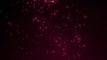 Pink red night fireworks bright sparkles and shiny festival explosion, glittering motion of sky...