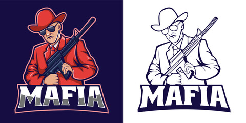 mafia sniper esport logo design - obrazy, fototapety, plakaty