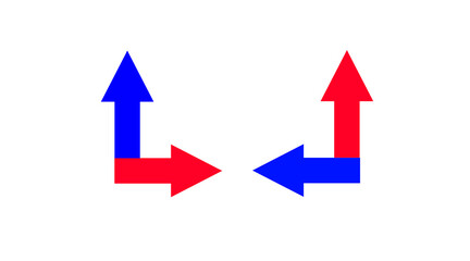 Red Blue arrow icon, red color arrow indicator Symbol.Arrow banner background 