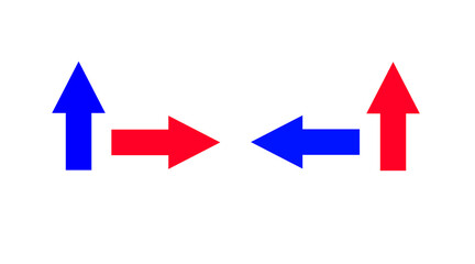 Red Blue arrow icon, red color arrow indicator Symbol.Arrow banner background 