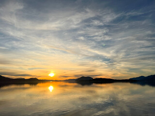 Breathtaking Sunset Reflection on the Fiords of Patagonia