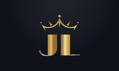 King crown logo design vector and extra bold queen symbol with letters 