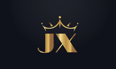 King crown logo design vector and extra bold queen symbol with letters 