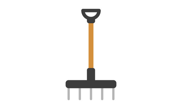 recommend clip art: Agricultural rake flat icon for web. Simple garden rake vector design. Rake web icon. Tool for horticulture, agriculture, farming clipart logo. Soil cultivator, rake for cultivating. Garden concept