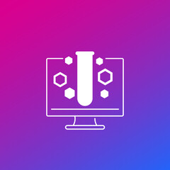Science test vector icon with computer