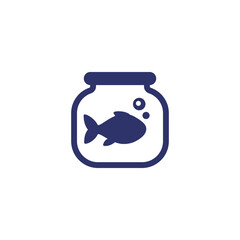 Aquarium and fish icon on white