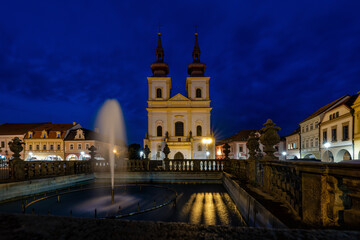 Naklejka na ściany i meble Night photography of Czech historic town of Kadaň - Czech Republic, Europe