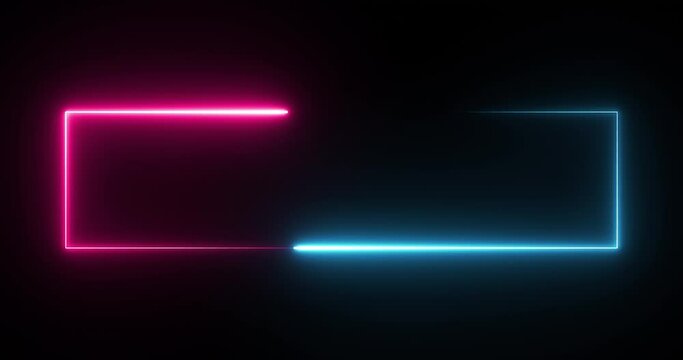 Animated glowing neon frame background. Loop footage.