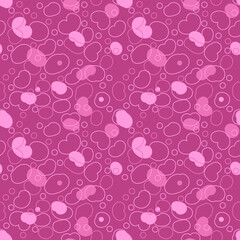 Hippie aesthetic seamless pattern with abstract spots in 1960s style. Retro groovy print for tee, fabric, paper, textile. Modern background for decor and design.