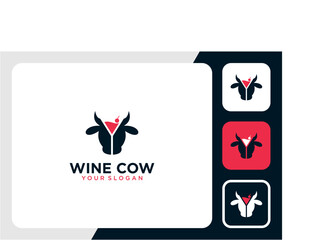 wine logo design with cow's head