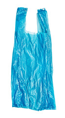 Plastic pollution concept. Close-up photo of blue plastic bag to be used for presentations or...