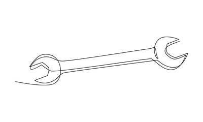 Continuous line drawing of wrench. Wrench linear icon