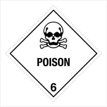 Hazardous Materials Hazmat Warning Labeling and Placarding Transportation DOT CHART Class 6 Poison