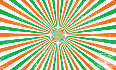 Vintage Retro sunburst with orange and green bright colors background perfect for poster wallpaper and backdrop