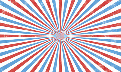 Vintage Retro sunburst with red and blue bright colors background perfect for poster wallpaper and backdrop