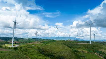 Wind Turbines Windmill Energy Farm, Windmill on blue sky puffy clouds
Alternative energy sources....