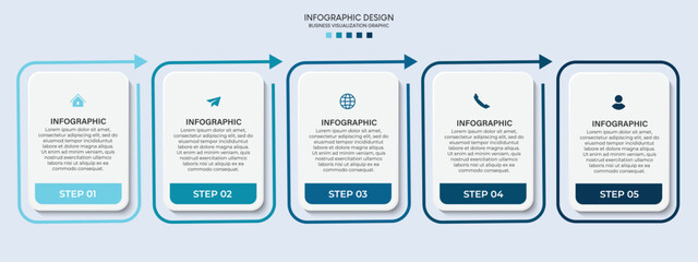 Steps business data visualization timeline process infographic template design with icons