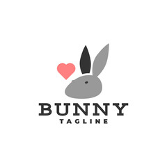 illustration of a bunny head and a love shape. good for any business related to pet, bunny, rabbit