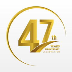 47th Anniversary Logo, Logo design for anniversary celebration with gold color isolated on white background, vector illustration