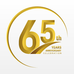 65th Anniversary Logo, Logo design for anniversary celebration with gold color isolated on white background, vector illustration