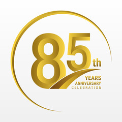 85th Anniversary Logo, Logo design for anniversary celebration with gold color isolated on white background, vector illustration