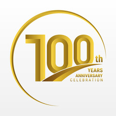 100th Anniversary Logo, Logo design for anniversary celebration with gold color isolated on white background, vector illustration