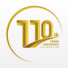 110th Anniversary Logo, Logo design for anniversary celebration with gold color isolated on white background, vector illustration