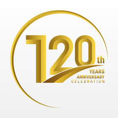 120th Anniversary Logo, Logo design for anniversary celebration with gold color isolated on white background, vector illustration