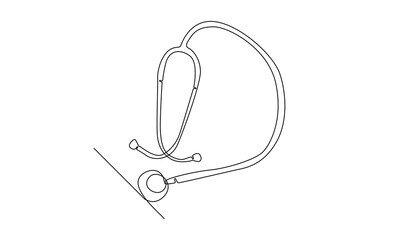 continuous line of Stethoscope graphic icon