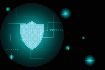 blue network light code and data security abstract technology background