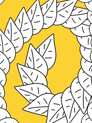white leaf on yellow background