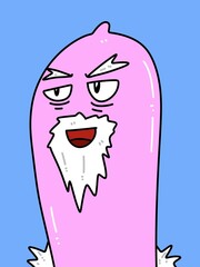 cute condom cartoon on blue background