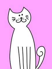 cute cat cartoon on pink background