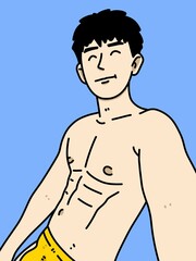 Fototapeta premium cute man cartoon on blue background