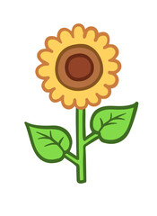 一本のひまわり、塗り絵、黄色、シンプル