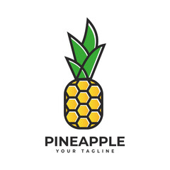 Creative vector illustration of a hexagon pineapple logo. Summer fruit Template,symbol