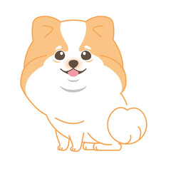 Cute dog sitting and cheerful. Cartoon character