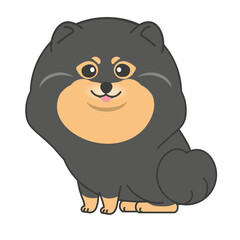 Cute dog sitting and cheerful. Animals in cartoon style.