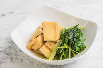 水菜と油揚げの煮浸し