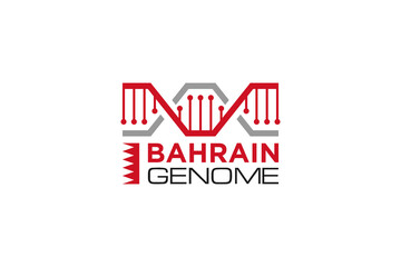 DNA logo Deoxyribonucleic acid  Genetic human molecular genome program Biological Technologies Bahrain national flag
