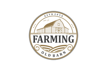 Farming barn logo design wood house rounded shape silhouette wooden house