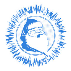 Christmas round  frame with the silhouette of Santa Claus.