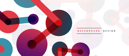 Line points connections geometric abstract background. Circles connected by lines. Trendy techno business template for wallpaper, banner, background or landing