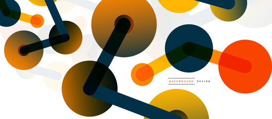 Abstract background. Round dots connected by lines. Trendy techno business template for wallpaper, banner, background or landing