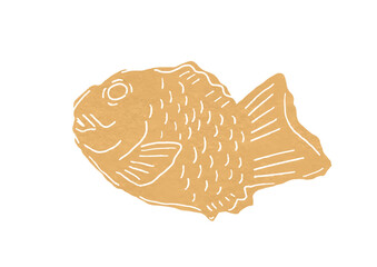 たい焼きのイラスト（版画風）