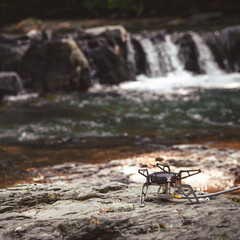 Cooking food using camping gas during the hike.
