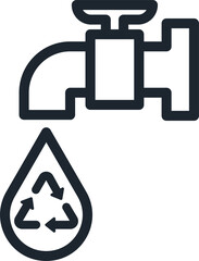 Water conservation icon, Faucet icon.