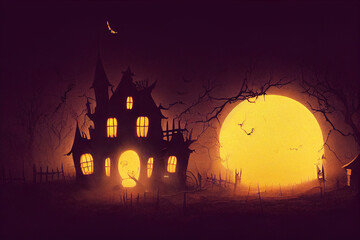 Fototapeta na wymiar Spooky halloween castle in the night
