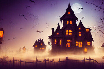 Fototapeta na wymiar halloween background with castle at night 